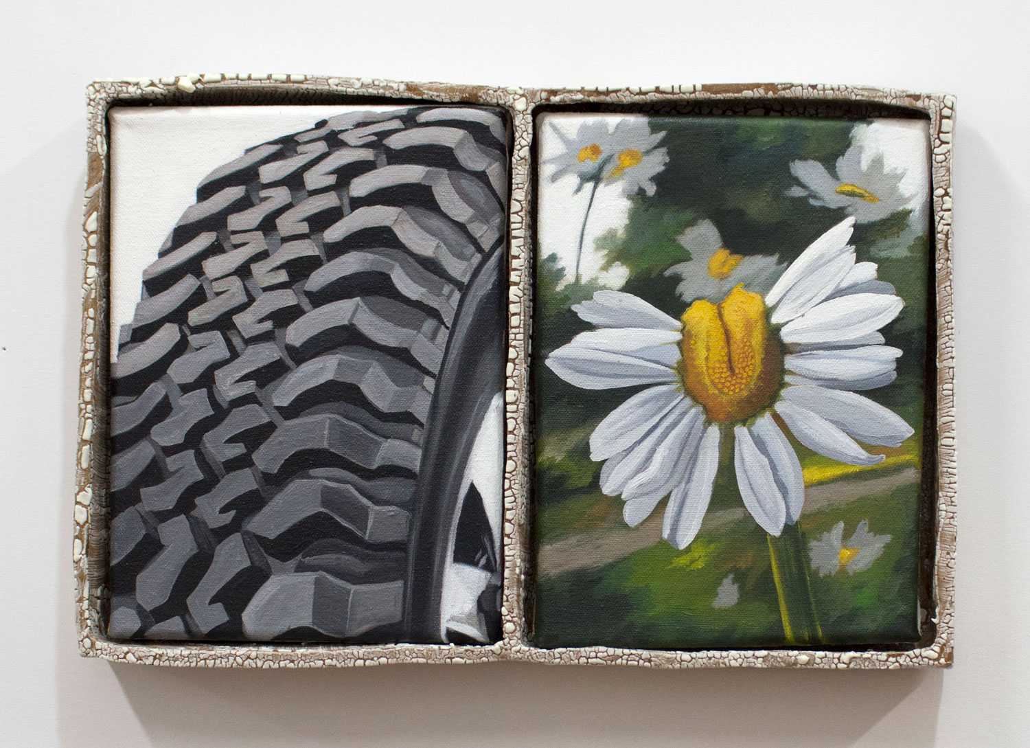 Stephanie Temma Hier's Re-group and Re-grout (Fukushima Daisy III), 2019 mounted on white wall